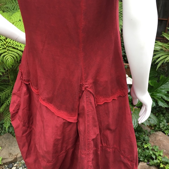 RUNDHOLZ Tulip-Skirted Dark Red Dress NWOT - Picture 6 of 8